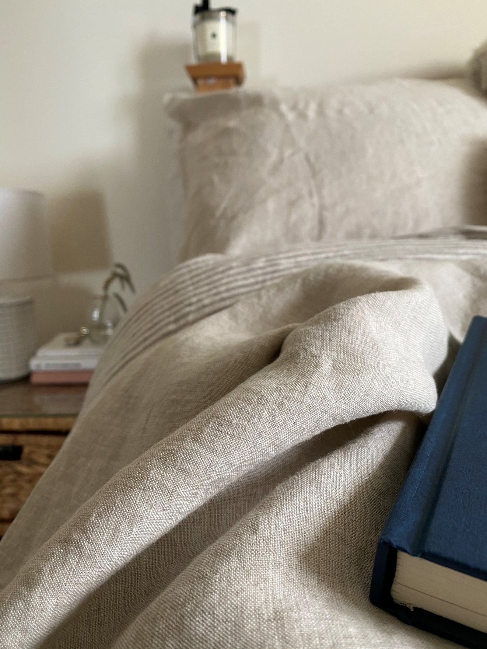 100% Organic Natural French Linen 4 Piece Double Duvet Set - Pebble Grey