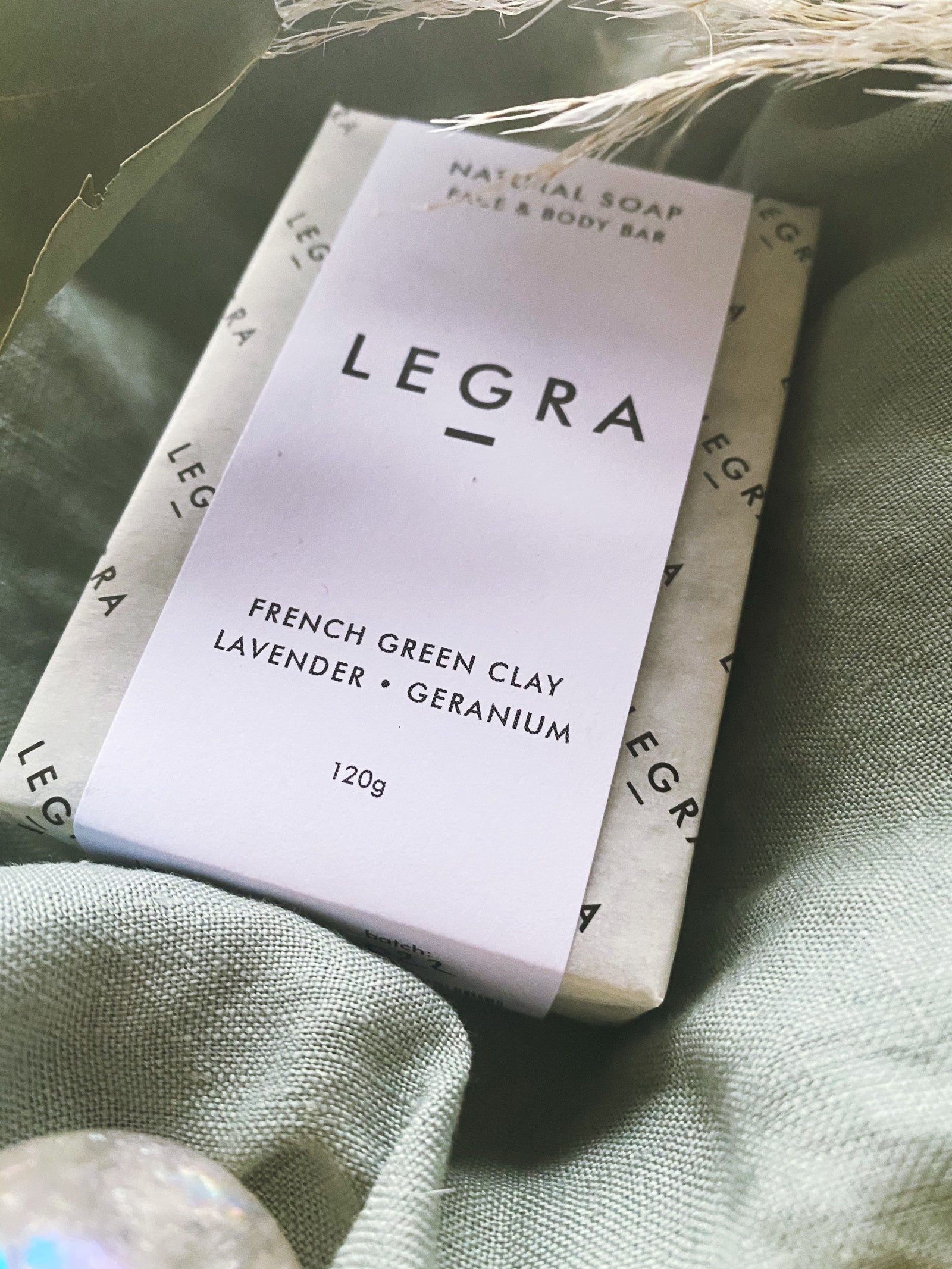 LEGRA - French Green Clay, Lavender, Geranium & Patchouli Face & Body Soap Bar