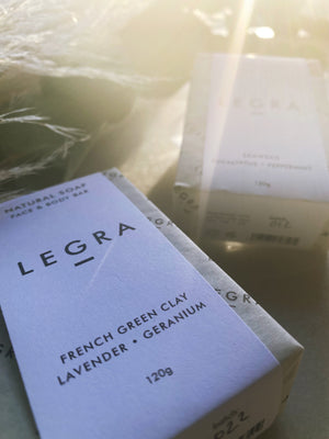 LEGRA - French Green Clay, Lavender, Geranium & Patchouli Face & Body Soap Bar