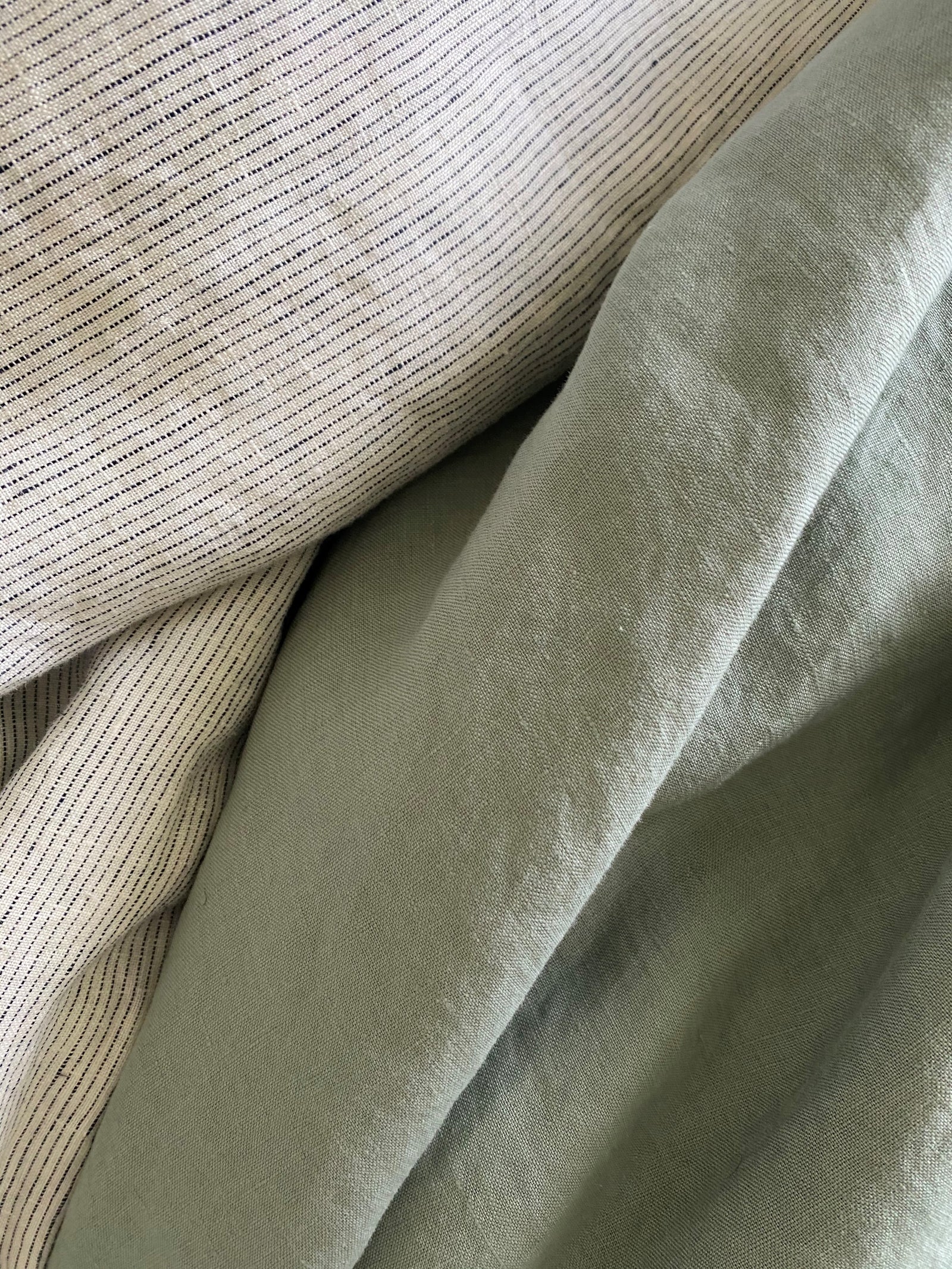 100% Organic Natural French Linen 4 Piece Double Duvet Set - Silver Sage