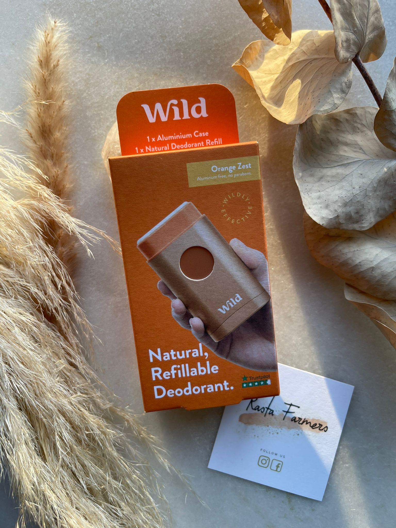 Wild - Refillable Deodorant - Orange Case + 1 Orange Zest